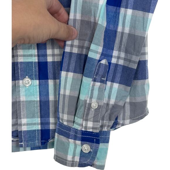 The Children's Place Boys Button-Up Shirt 5/6 Blue Gray Plaid Long Sleeve Cotton - Picture 10 of 15